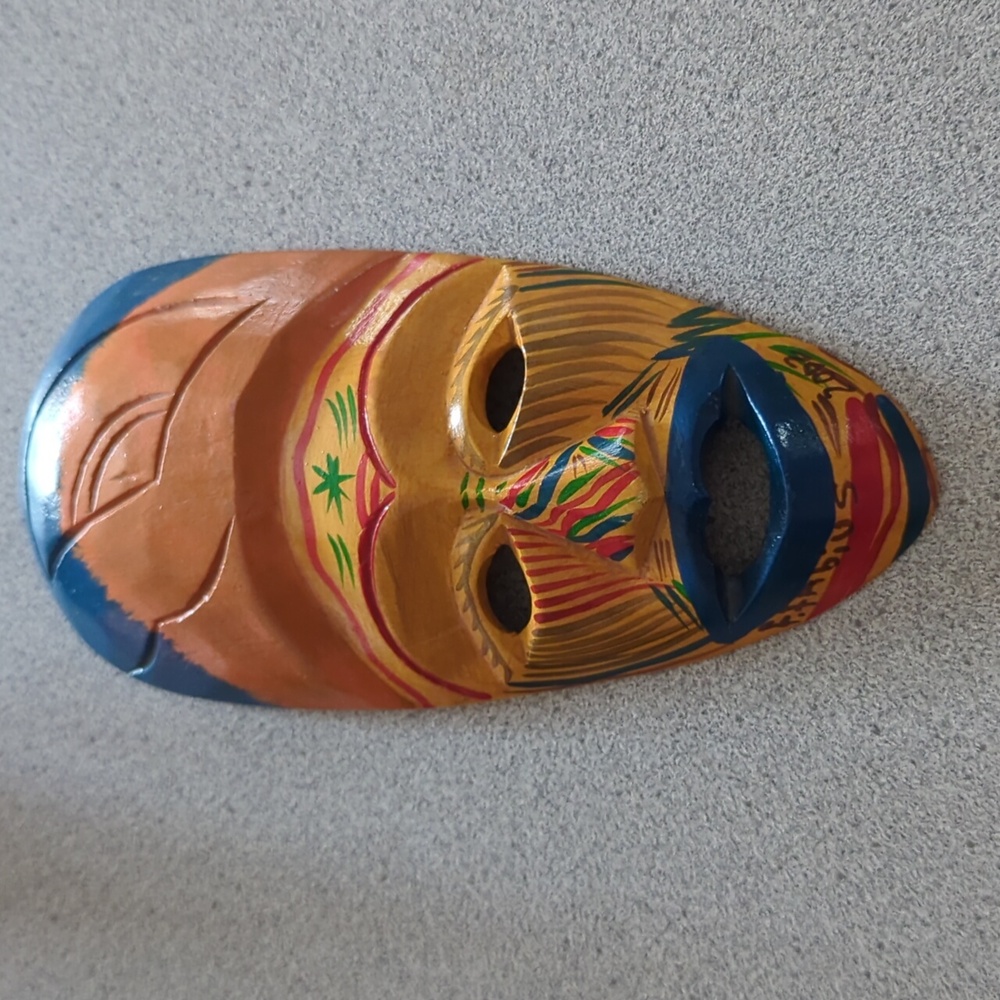 Hand-Carved hand-painted Mexican Artist signed 2002 mask.